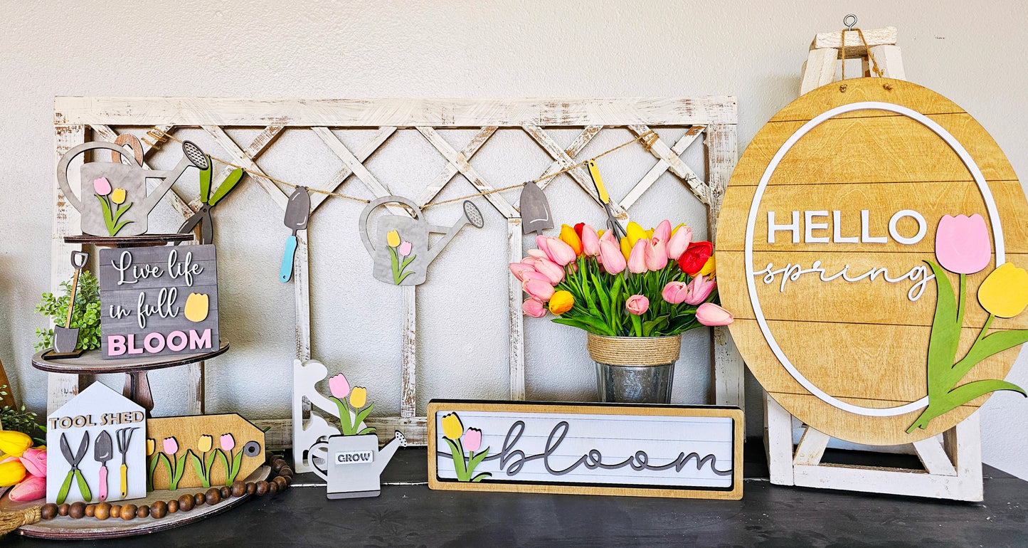 Garden Theme Banner, Mantle Garland Decor, Layered Laser Cut Blank for DIY Project