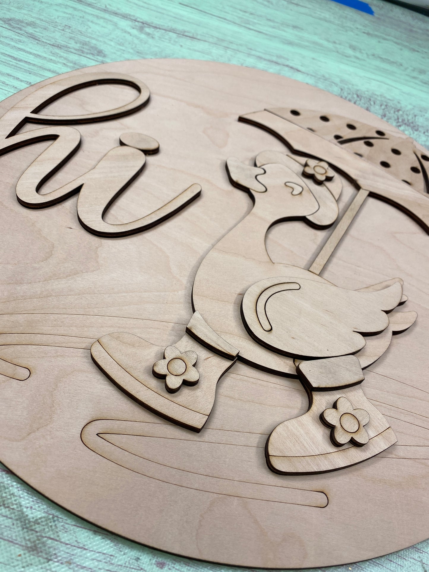 Duck with Rain Boots Spring Layered Door Hanger Laser Cut Blank for DIY Project