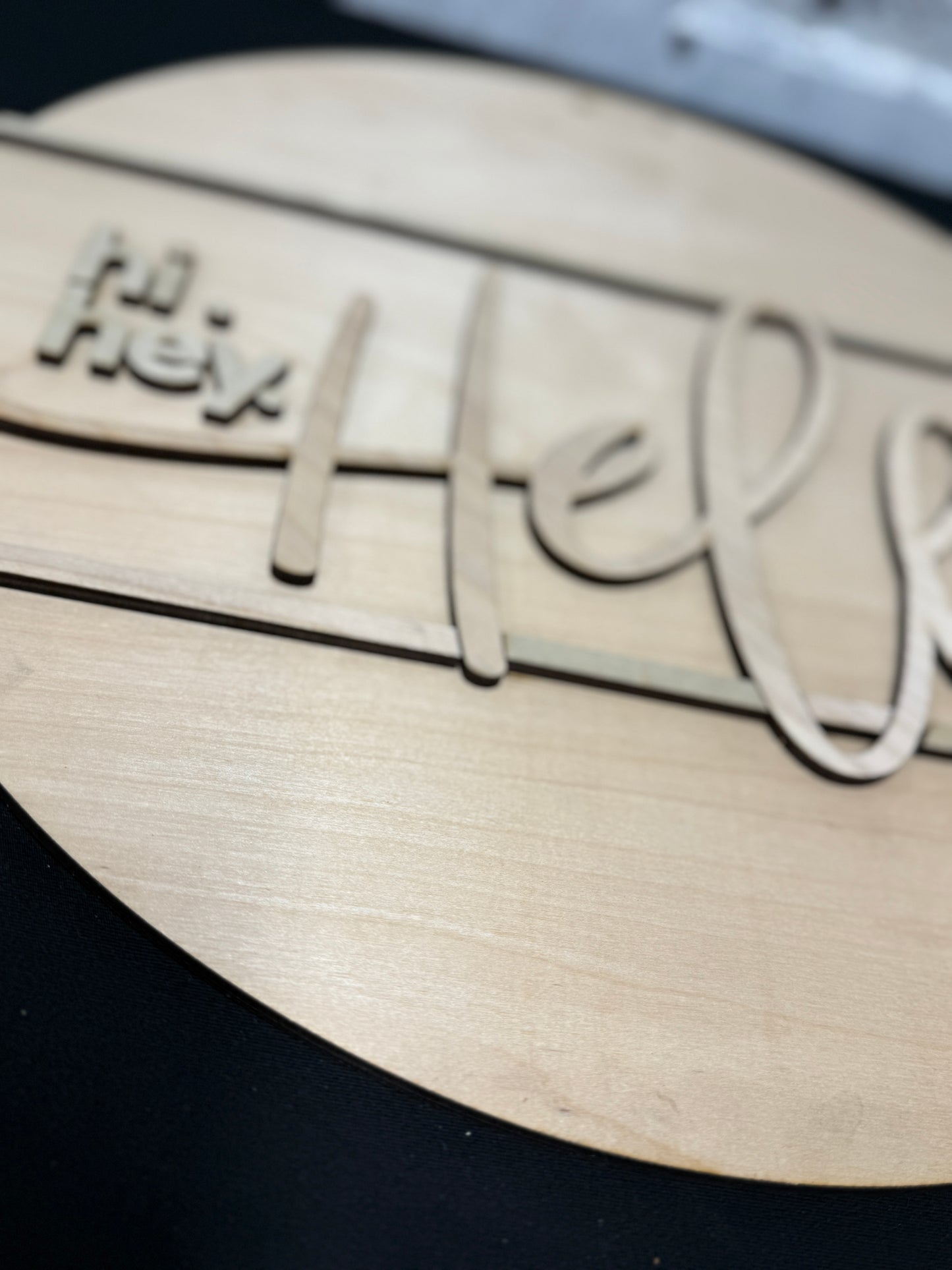 Wooden Front Door Hanger, Hi Hey Hello Wreath, Housewarming Gift for New Homeowners