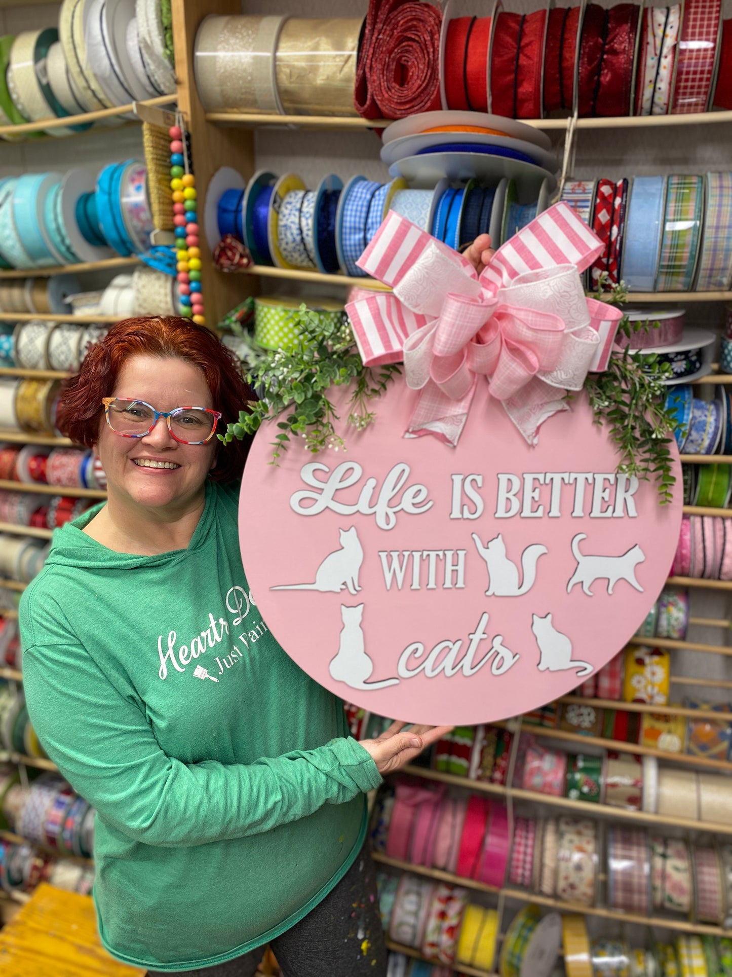 Life Is Better With Cats Round Layered Sign / Laser Cut Door Hanger / Blanks for DIY Project