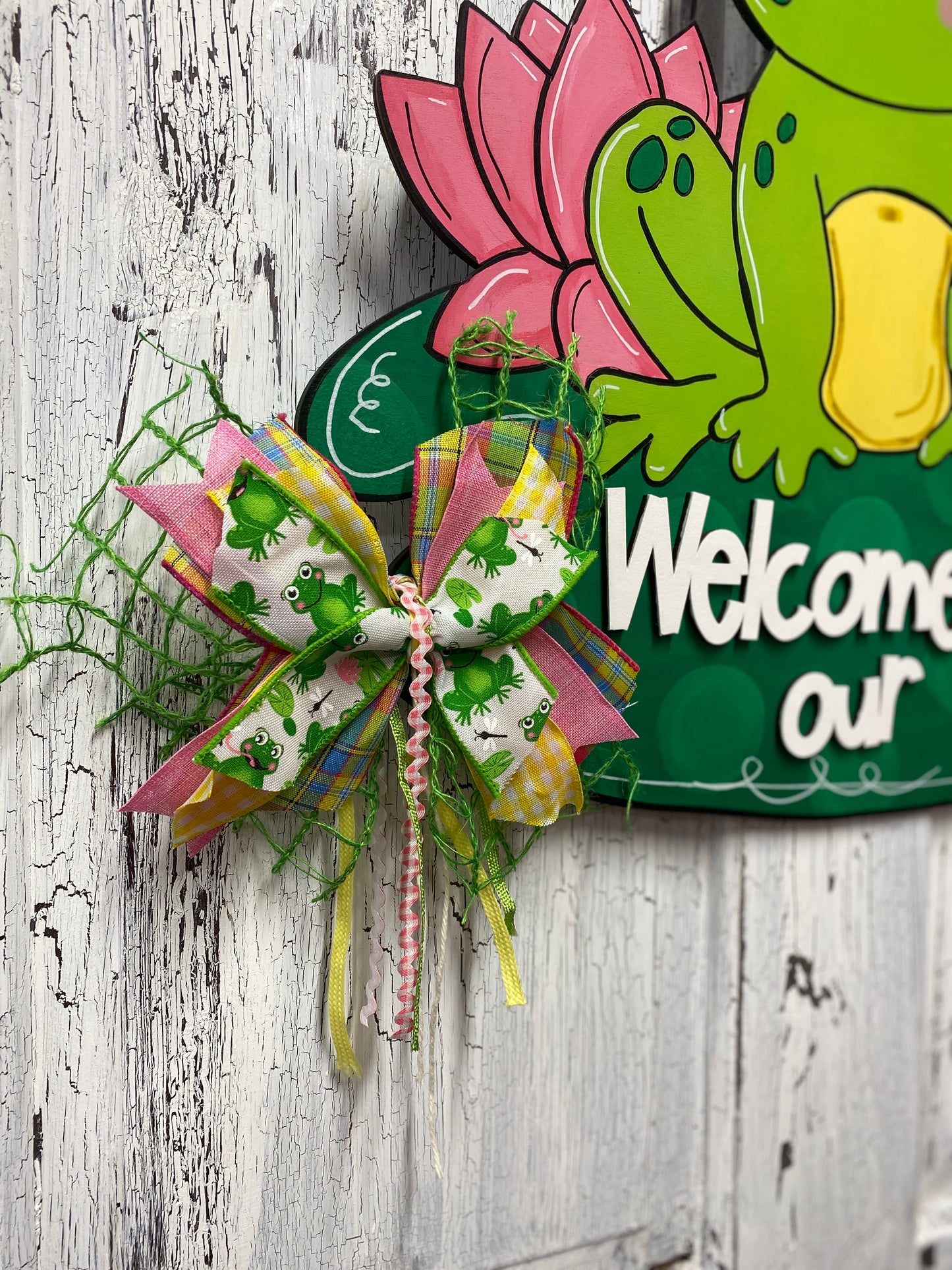 Welcome To Our Pad Frog on Lily Pad Door Hanger
