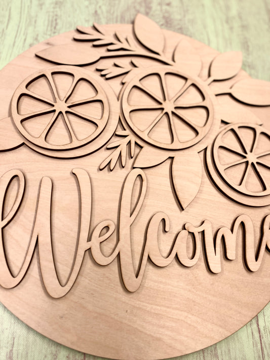 DIY Lemon, Orange, Lime Slice Door Hanger Kit - Welcome Sign DIY Laser-Cut Door Hanger Kit