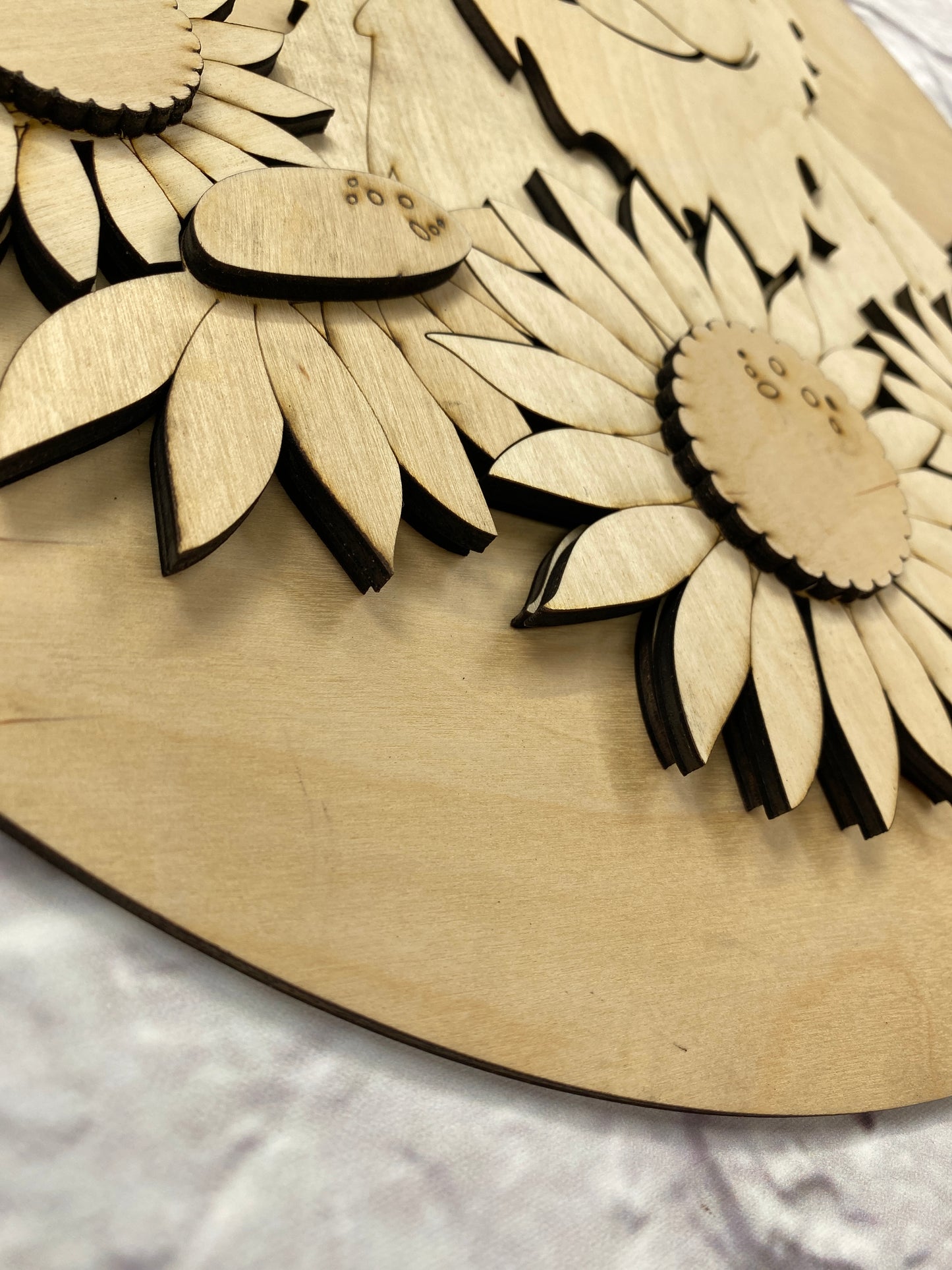 Highland Cow Fall Sunflower Door Hanger Kit, Farmhouse Front Door Wreath Laser-Cut Door Hanger Kit
