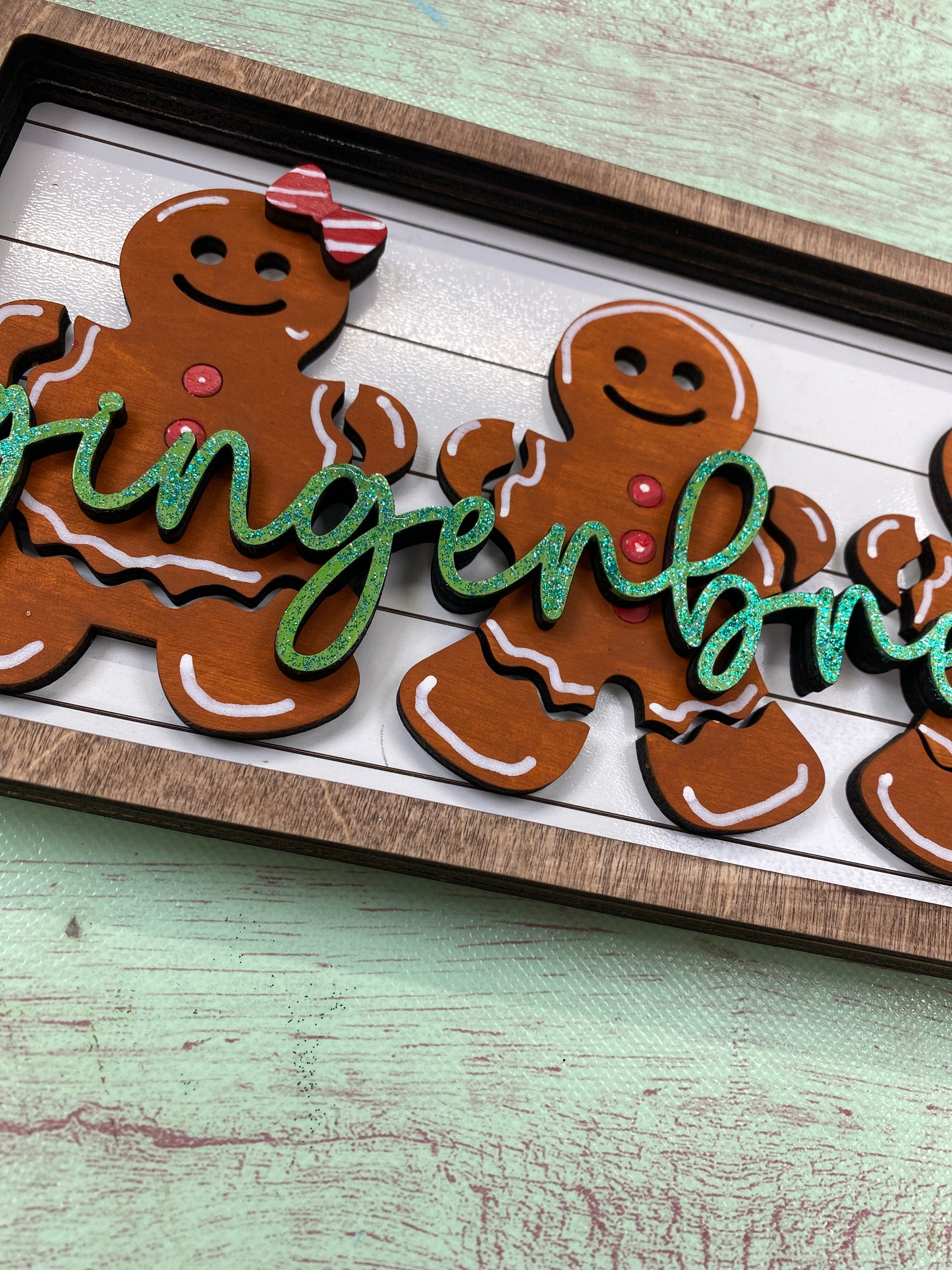 Gingerbread Chunky Shelf Sitter, Winter Christmas Mantle Decor