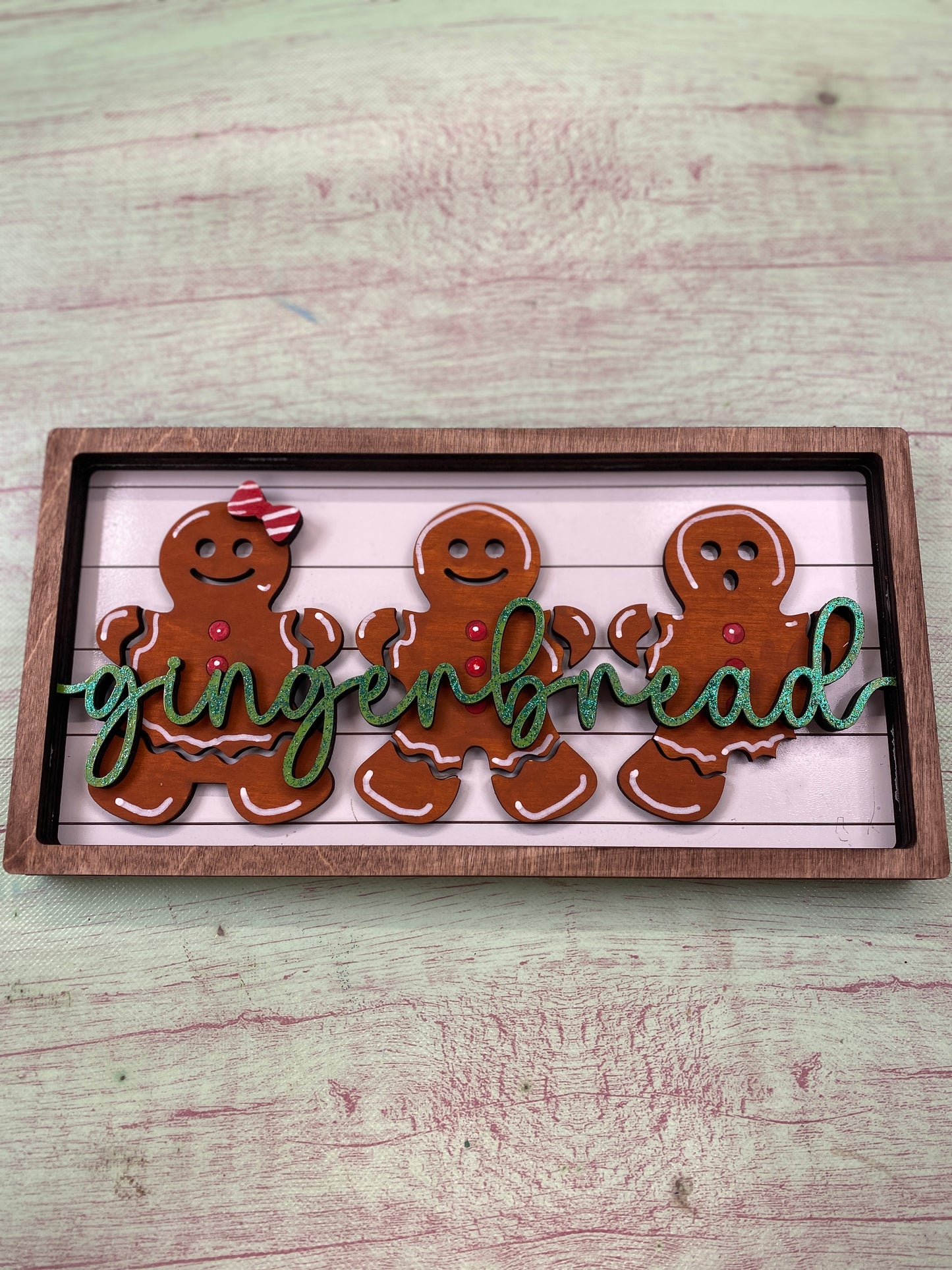 Gingerbread Chunky Shelf Sitter, Winter Christmas Mantle Decor