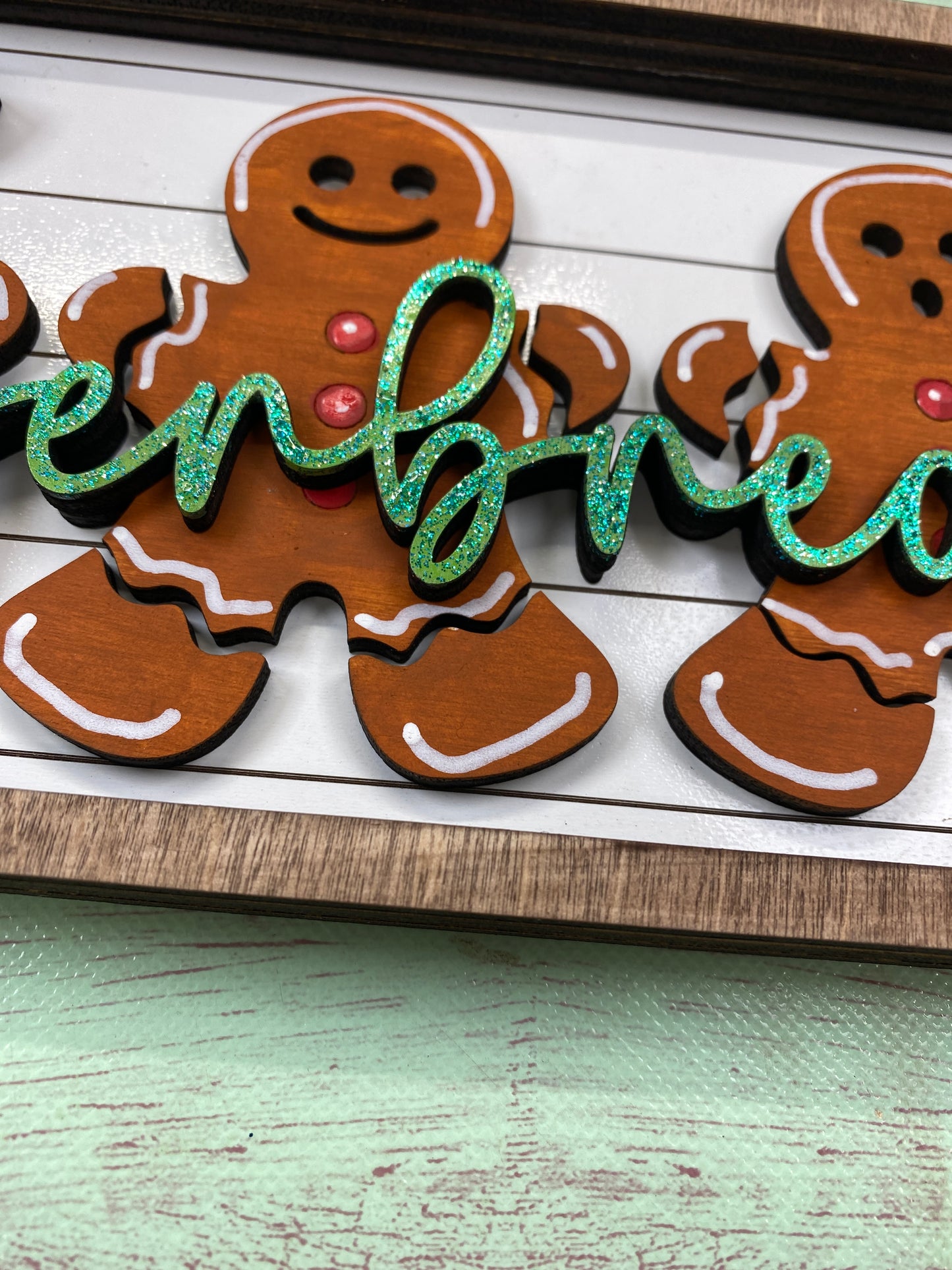 Gingerbread Chunky Shelf Sitter, Winter Christmas Mantle Decor