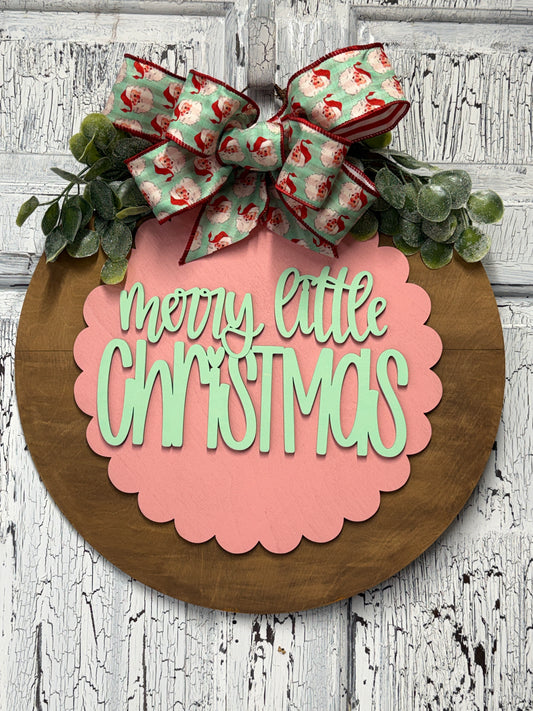 Christmas Front Door Hanger Wreath, Wooden Gift for New Homeowner, Merry Little Warm Holiday Greeting Wall Decor, From Realtor to Clients