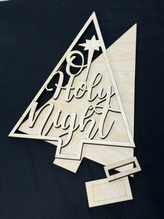 O Holy Night Christmas Tree Shelf Sitter Layered Holiday Decoration