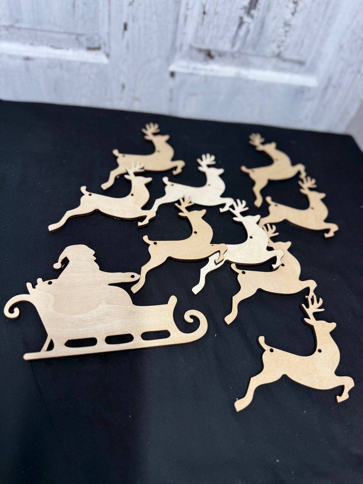 Santa Sleigh and Reindeer Garland / Banner Laser Cut Blank for DIY Project