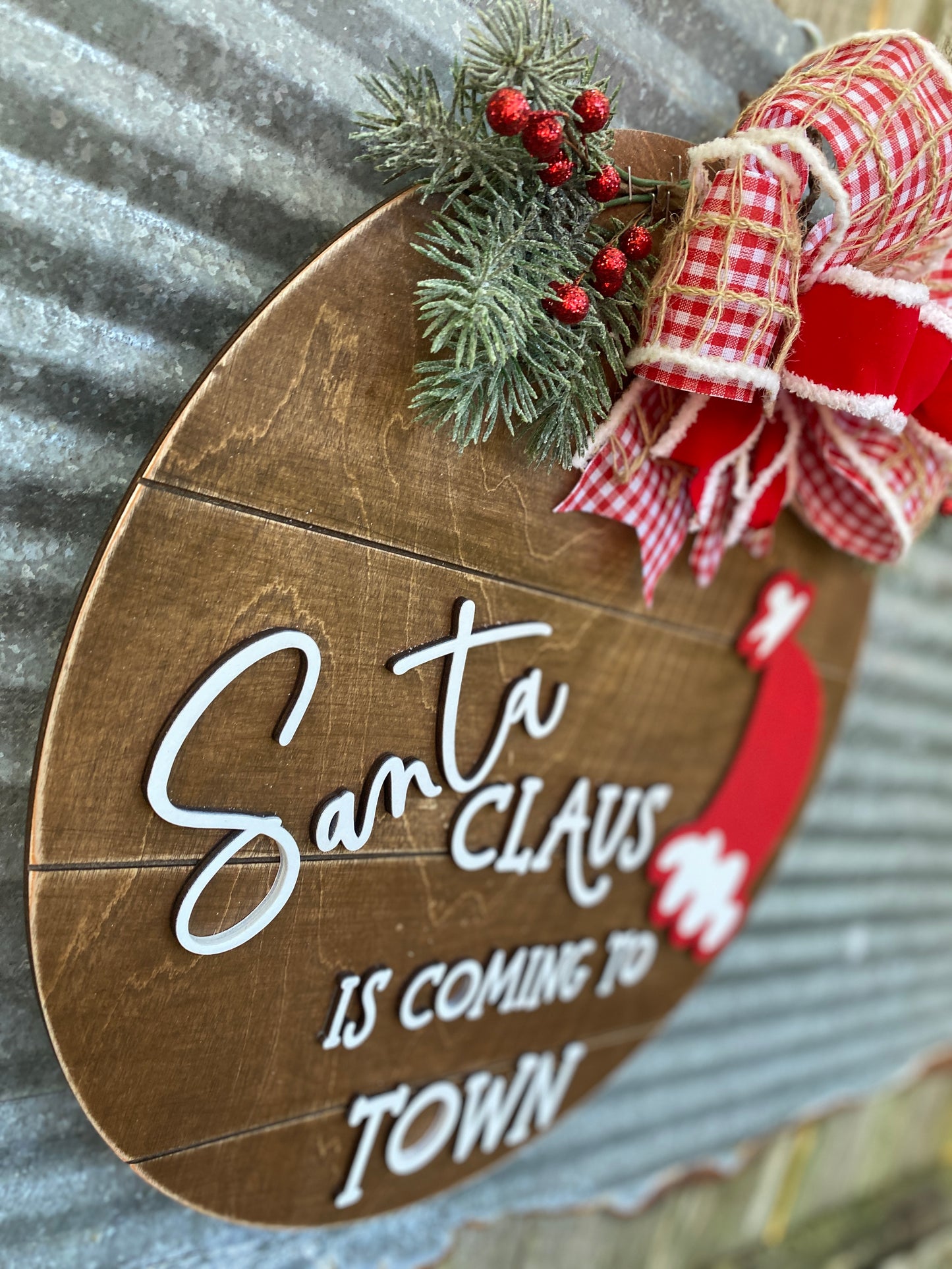 Santa Claus is Coming to Town Christmas Front Door Wreath, Door Hanger, DIY Kit or Ready to Hang (Copy)