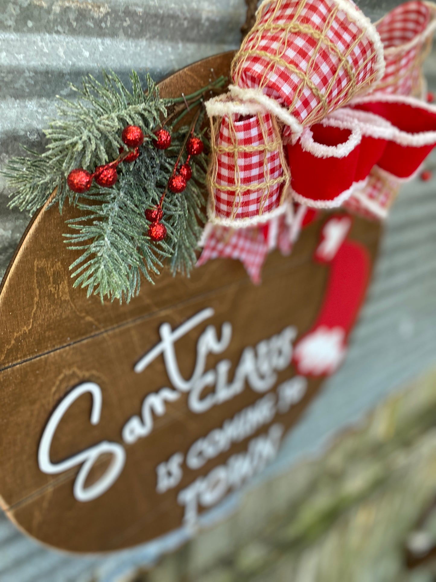 Santa Claus is Coming to Town Christmas Front Door Wreath, Door Hanger, DIY Kit or Ready to Hang (Copy)