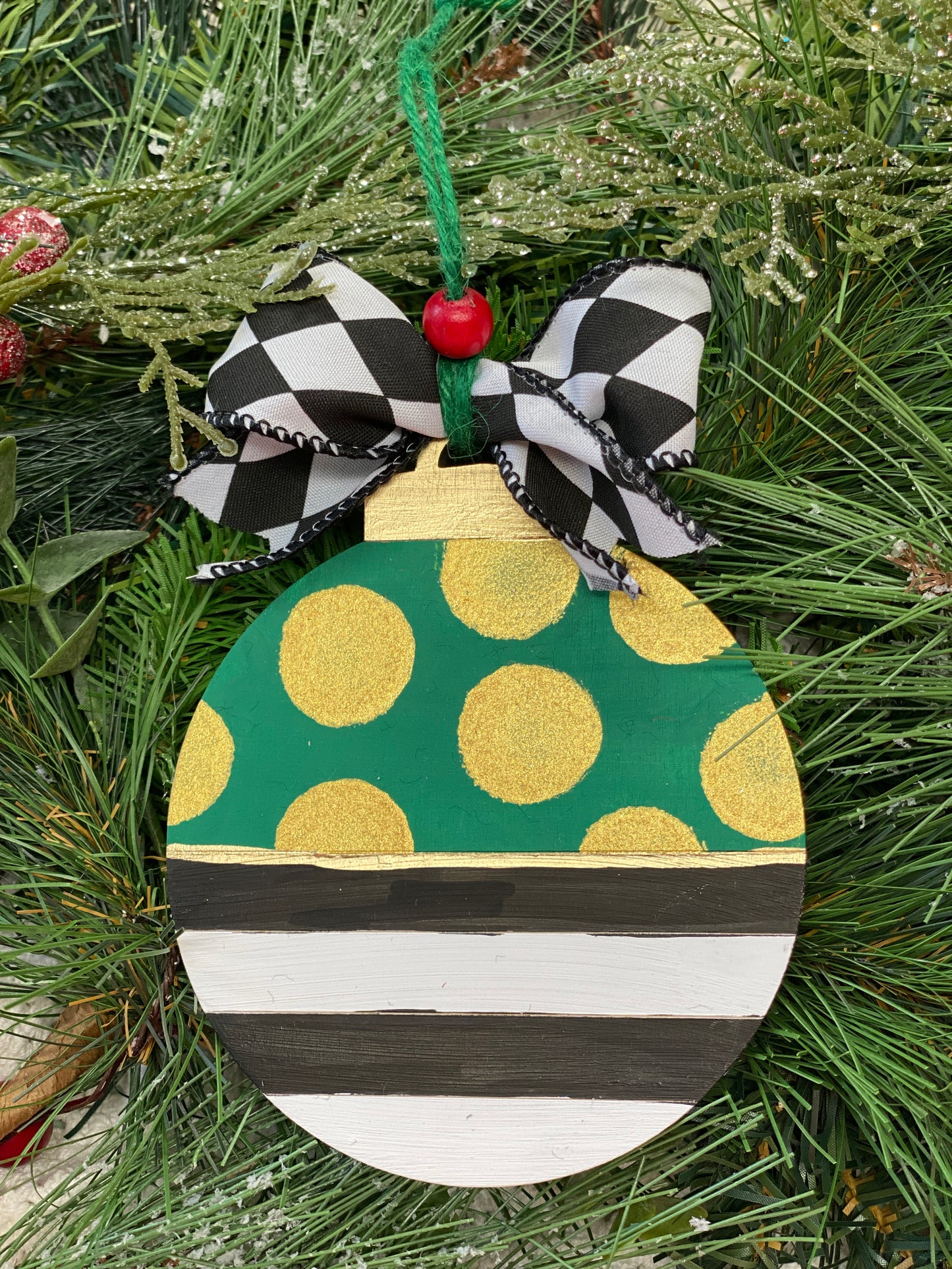 Christmas Ornaments Striped or Checked / Laser Cut / Wooden Blank Ornament