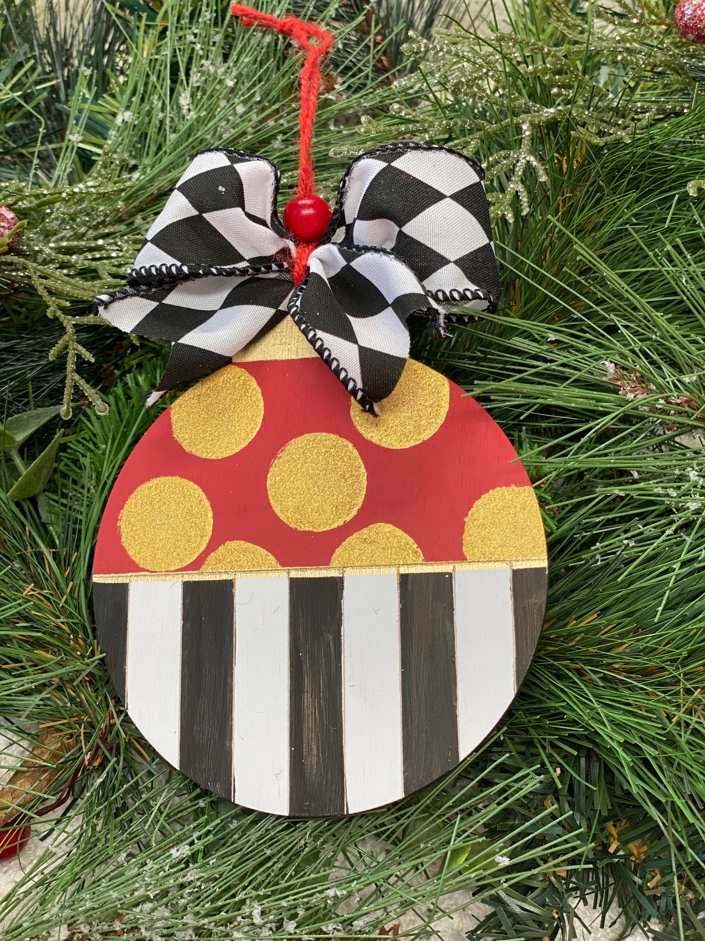 Christmas Ornaments Striped or Checked / Laser Cut / Wooden Blank Ornament