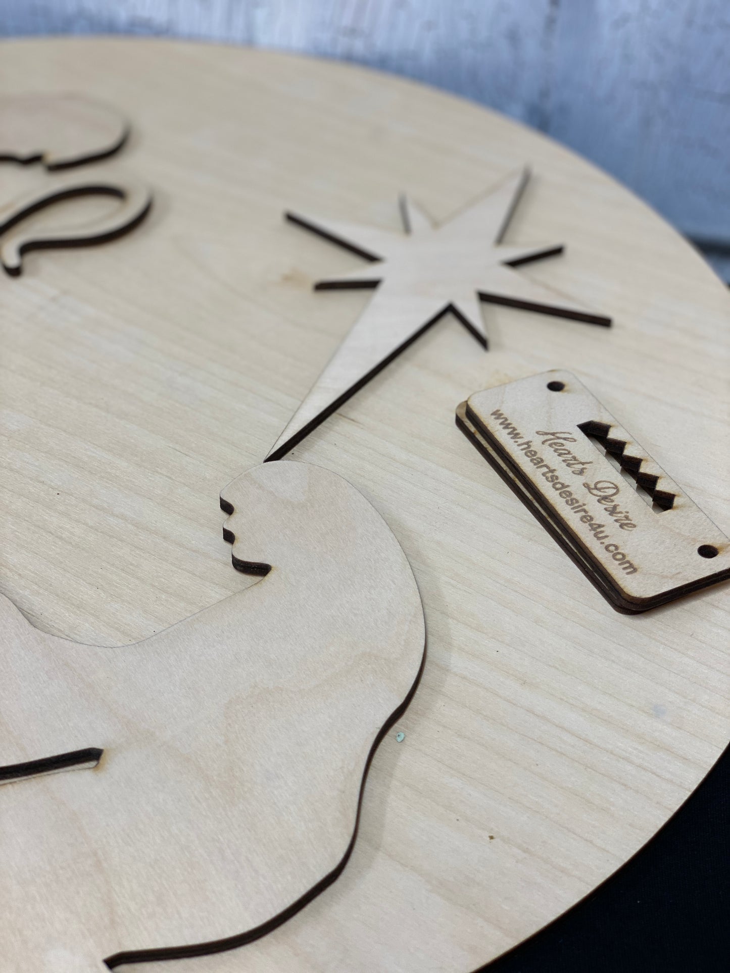 Nativity Silhouette Door Hanger, Laser Cut Wooden Blank DIY Kit