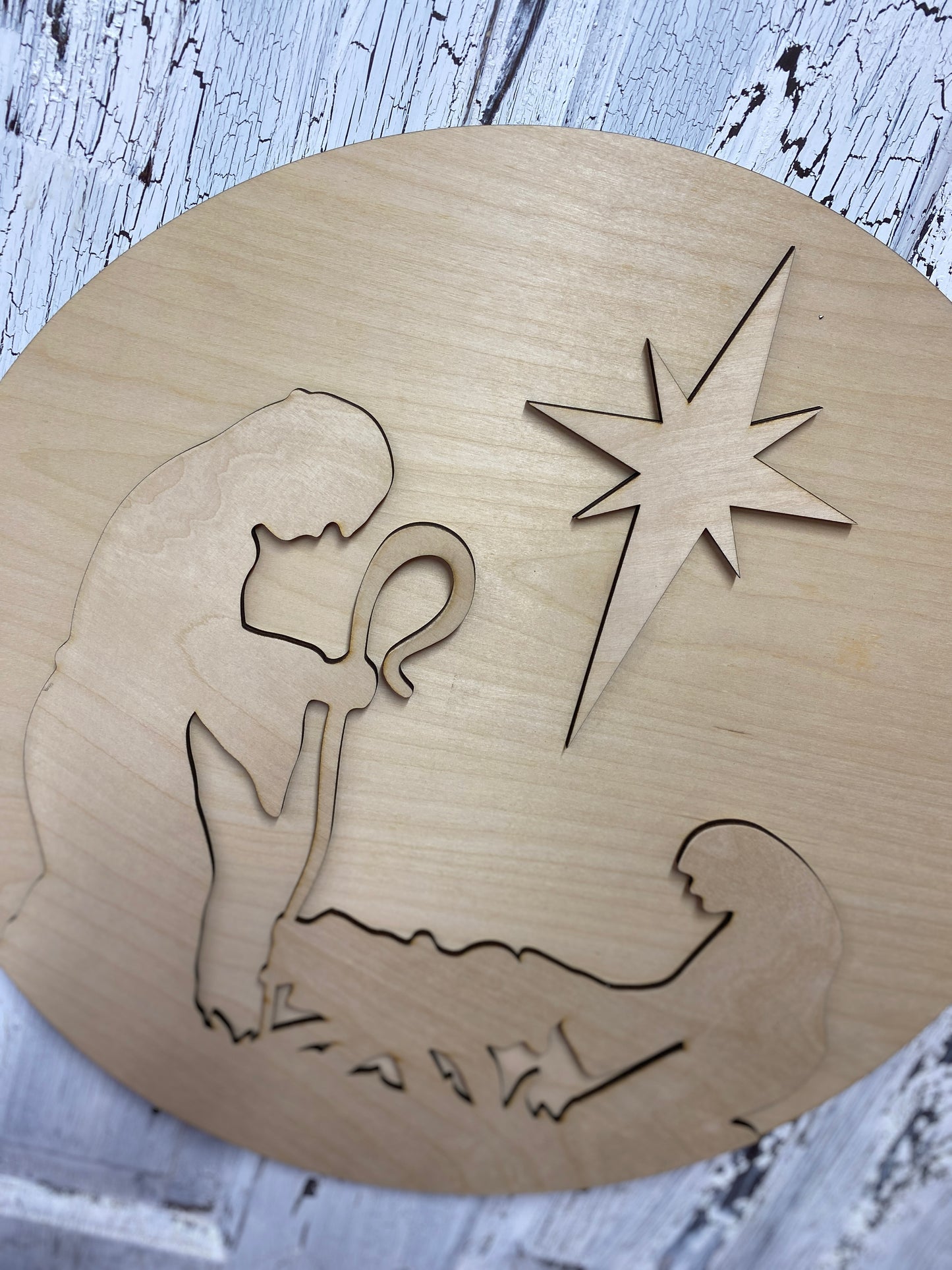 Nativity Silhouette Door Hanger, Laser Cut Wooden Blank DIY Kit