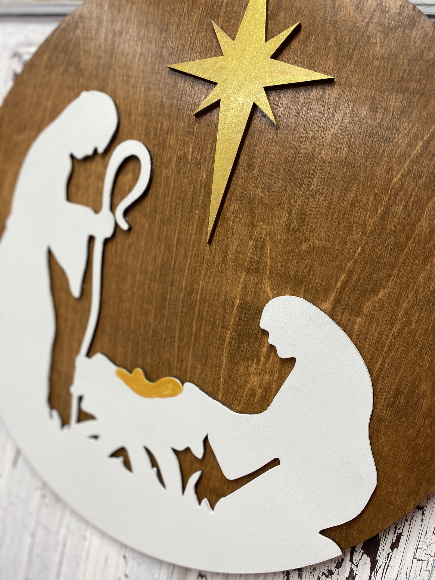 Nativity Silhouette Door Hanger, Laser Cut Wooden Blank DIY Kit