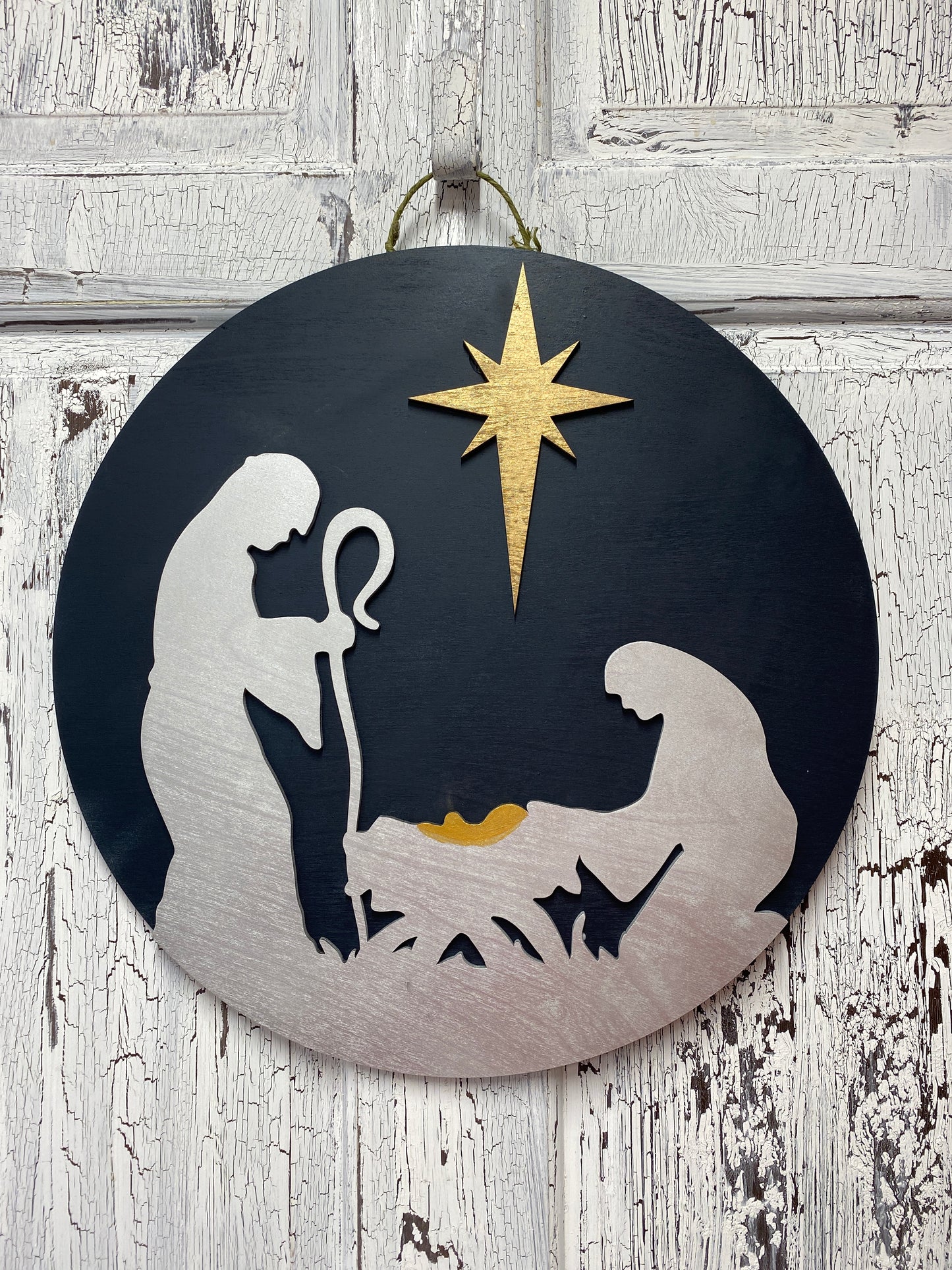 Nativity Silhouette Door Hanger, Laser Cut Wooden Blank DIY Kit