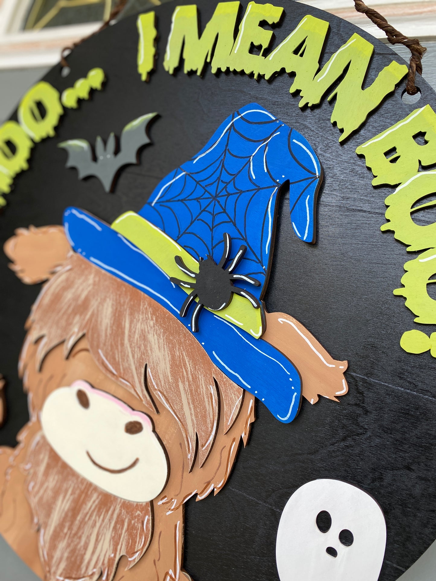 Highland Cow Door Hanger / Halloween Cow Round Layered Sign / Laser Cut Door Hanger / Blanks for DIY Project