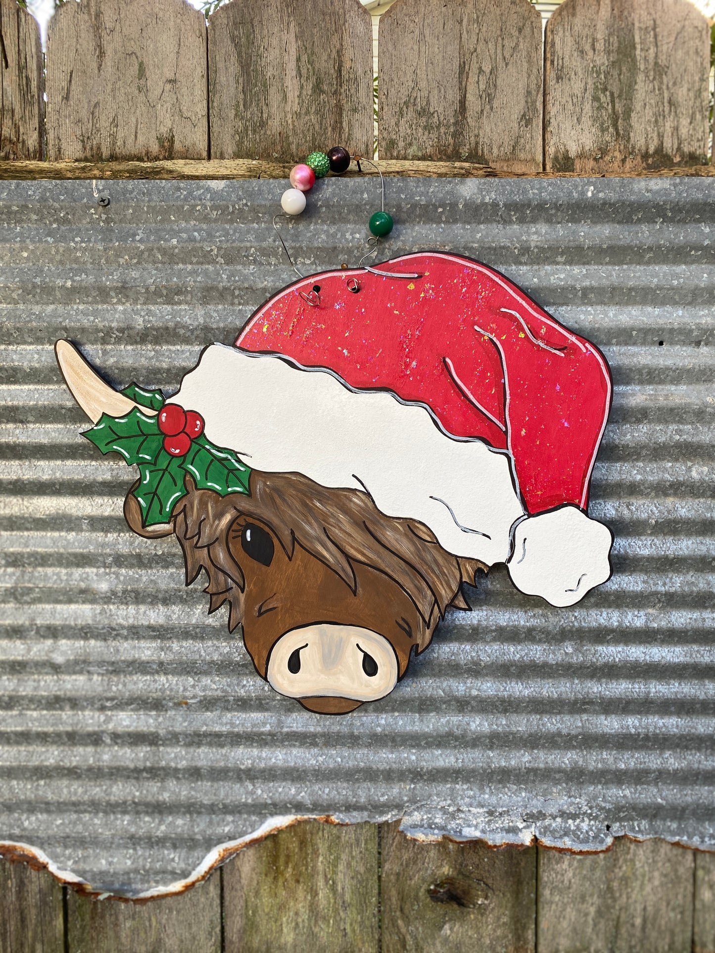 Highland Cow Santa Door Hanger
