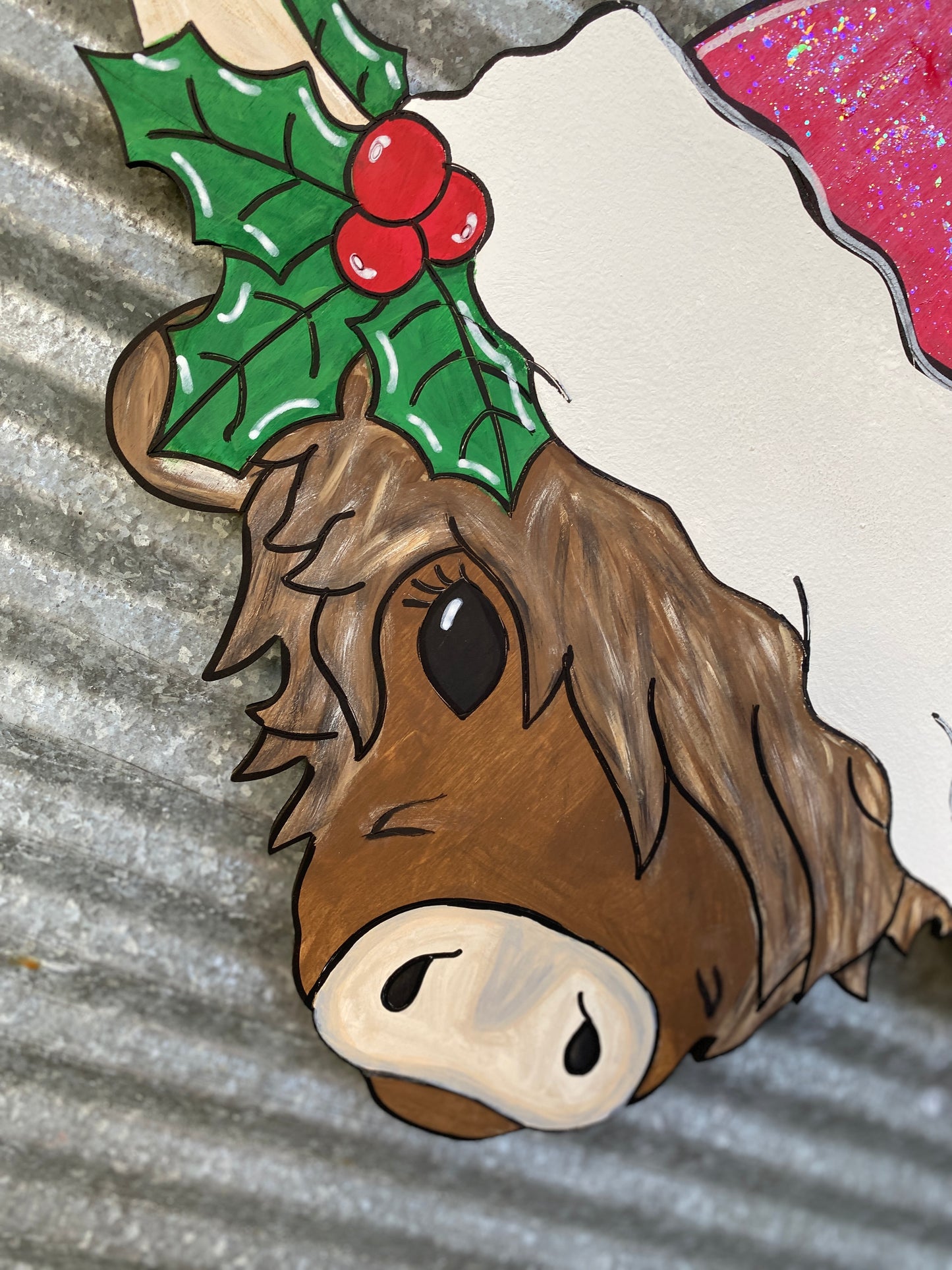 Highland Cow Santa Door Hanger