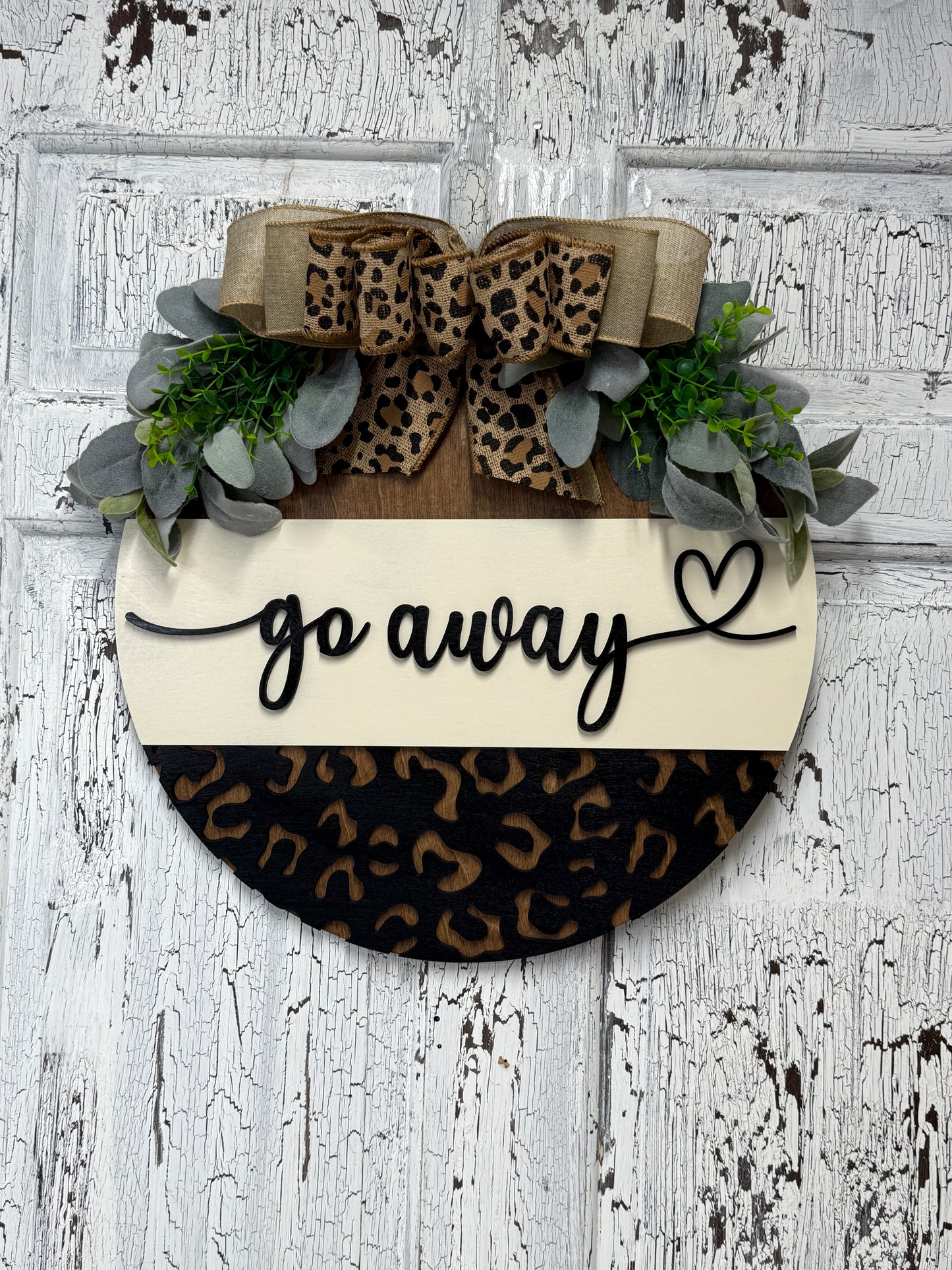 DIY Laser-Cut Leopard Print Door Hanger Kit - "Hello" with Heart Accent