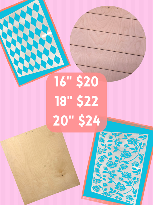 DIY Round Wood Sign Kit with Stencil – 12x16 Mylar Stencil & 1/4” Birch Wood Blank – Craft Kit for Small Business & DIY Home Decor Projects