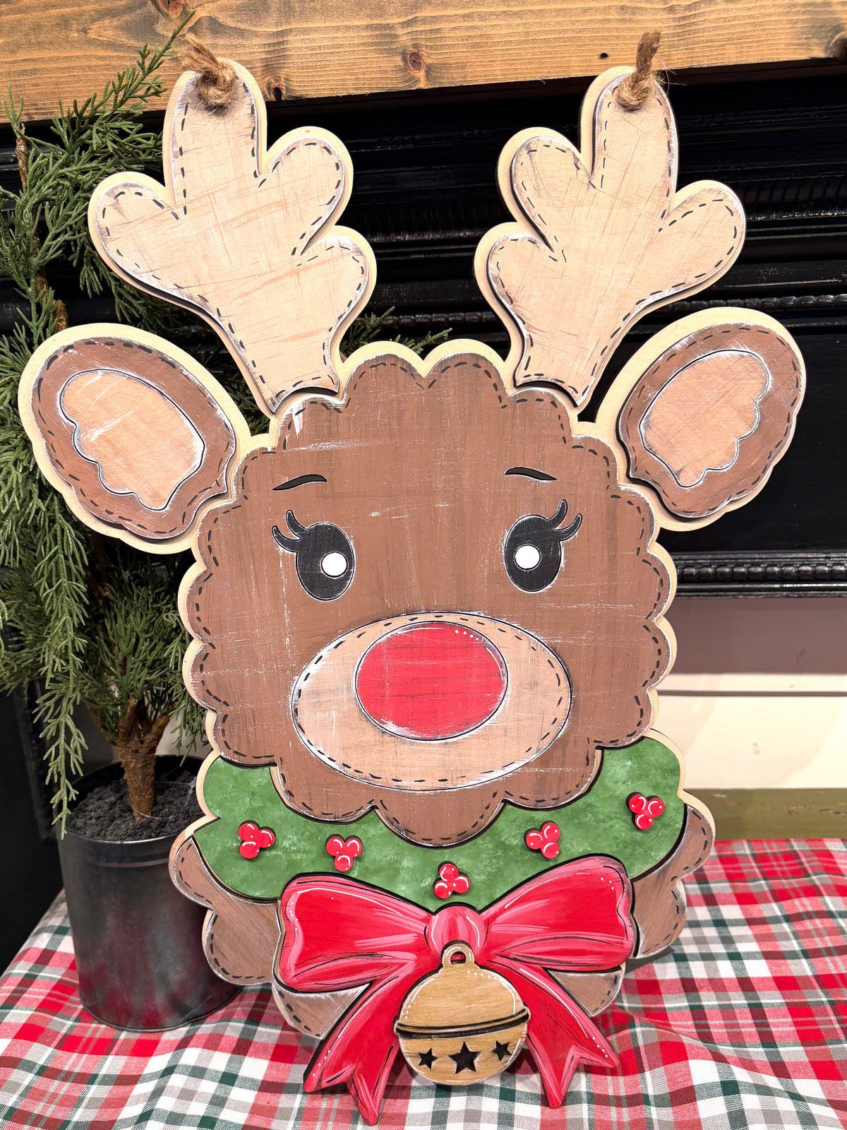 Christmas Reindeer Door Hanger | DIY Blank or Painted Holiday Decor