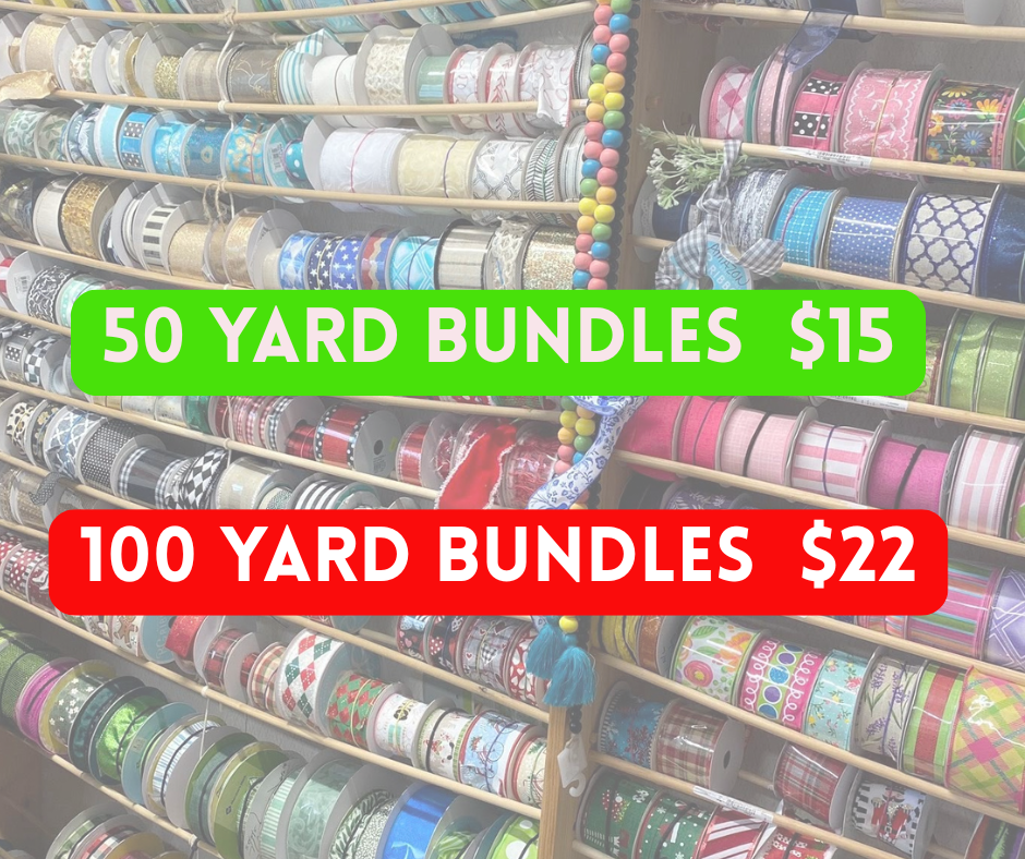 Mystery Bundle of Wired Edge Ribbon 50 or 100 YARDS 5 plus colors designs