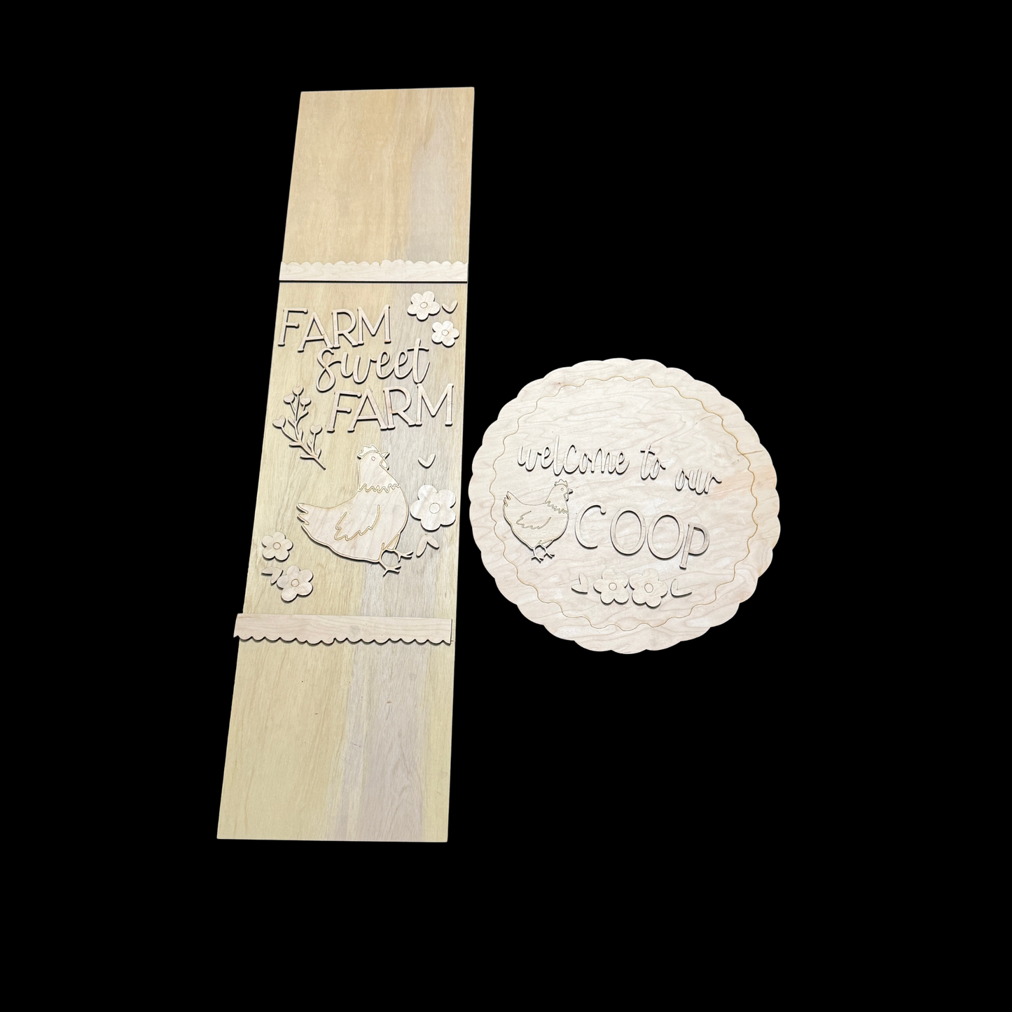 Chicken Farm Porch Leaner & Door Hanger Welcome to our Coop DIY Wood Cutout Set