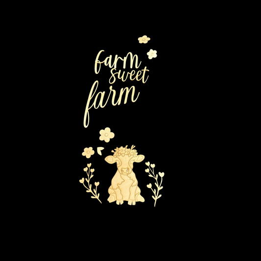 Cow Shabby Farmhouse Porch Leaner & Door Hanger DIY Blank Set Farm Sweet Farm
