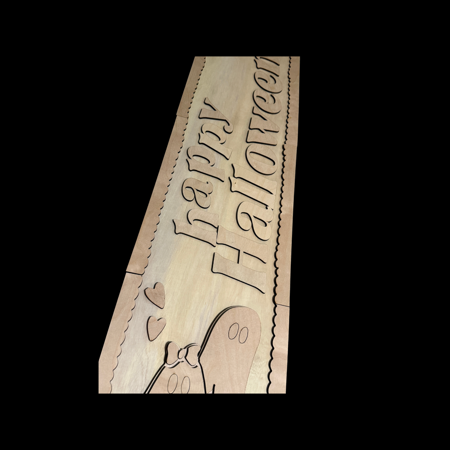 DIY Halloween Hey Boo Happy Halloween Porch Leaner Wood Cutout Set – Layered Boy Girl Ghost Porch Decor Wood Blanks