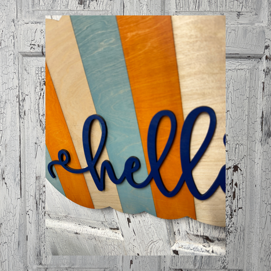 Colorful Shiplap Pumpkin Door Hanger – Orange & Teal Fall Decor