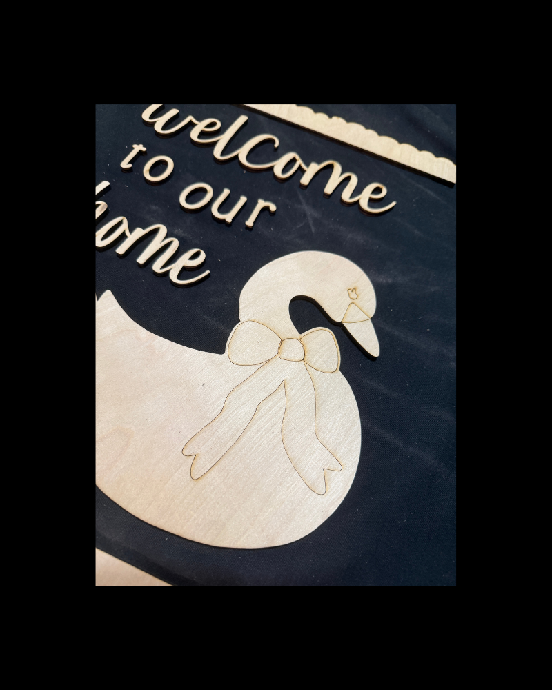 DIY Swan Porch Leaner & Door Hanger Wood Cutout Set – Welcome to Our Home Home Sweet Home Blank Kit