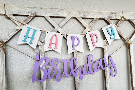 Happy Birthday Banner Layered Laser Cut Blank for DIY Project