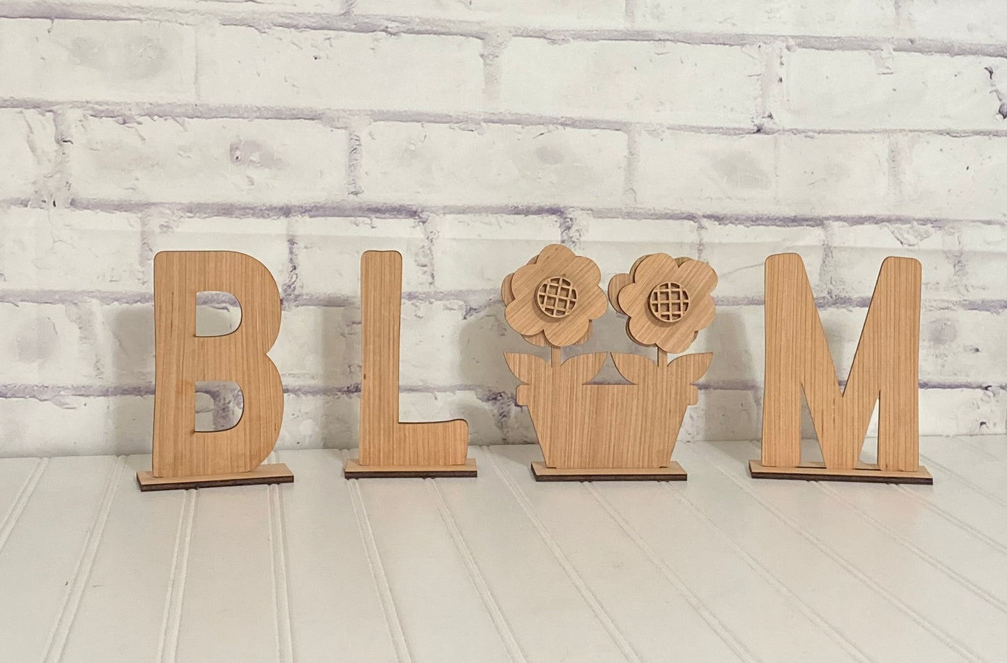 Spring BLOOM Flower Stand Shelf Sitter Door Hanger Laser Cut Blank for DIY Project