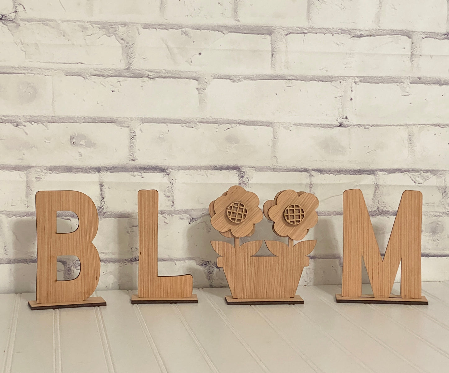 Spring BLOOM Flower Stand Shelf Sitter Door Hanger Laser Cut Blank for DIY Project
