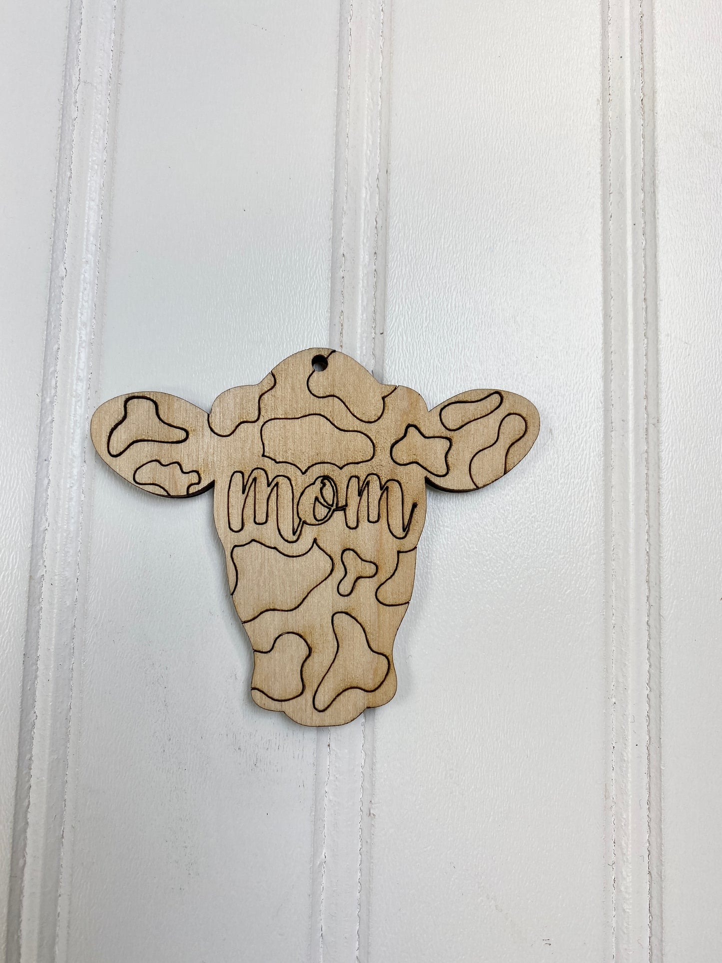 Cow Head Silhouette Keychain, Charm Laser Cut Out Blank