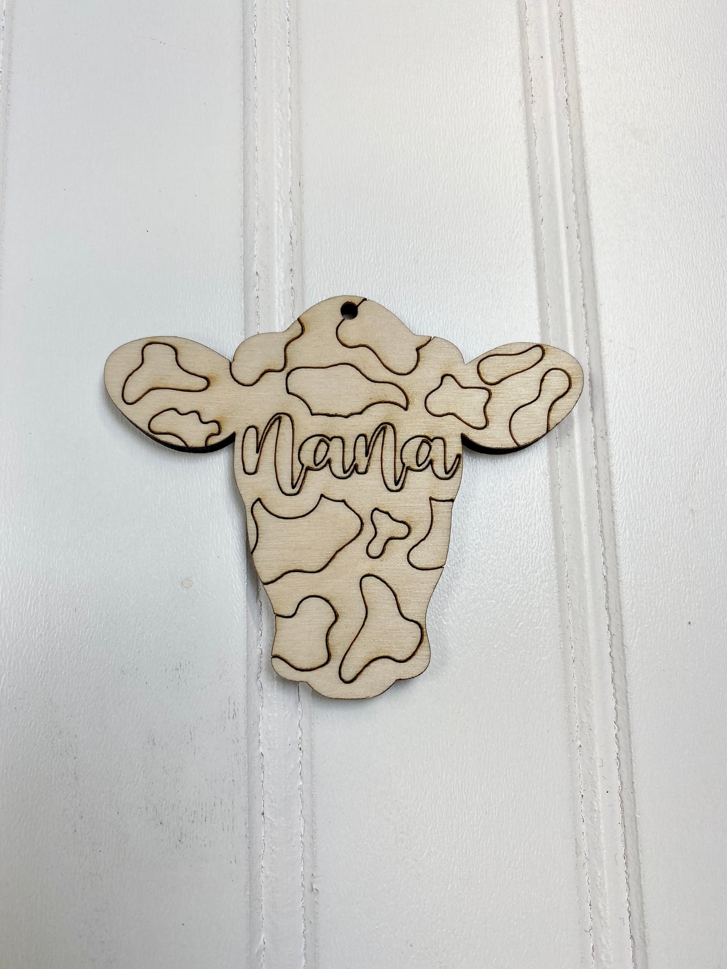 Cow Head Silhouette Keychain, Charm Laser Cut Out Blank