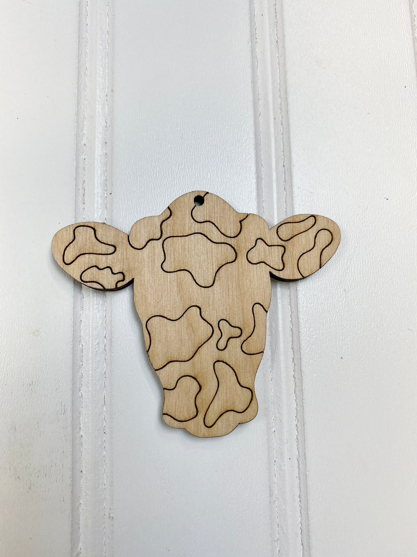 Cow Head Silhouette Keychain, Charm Laser Cut Out Blank