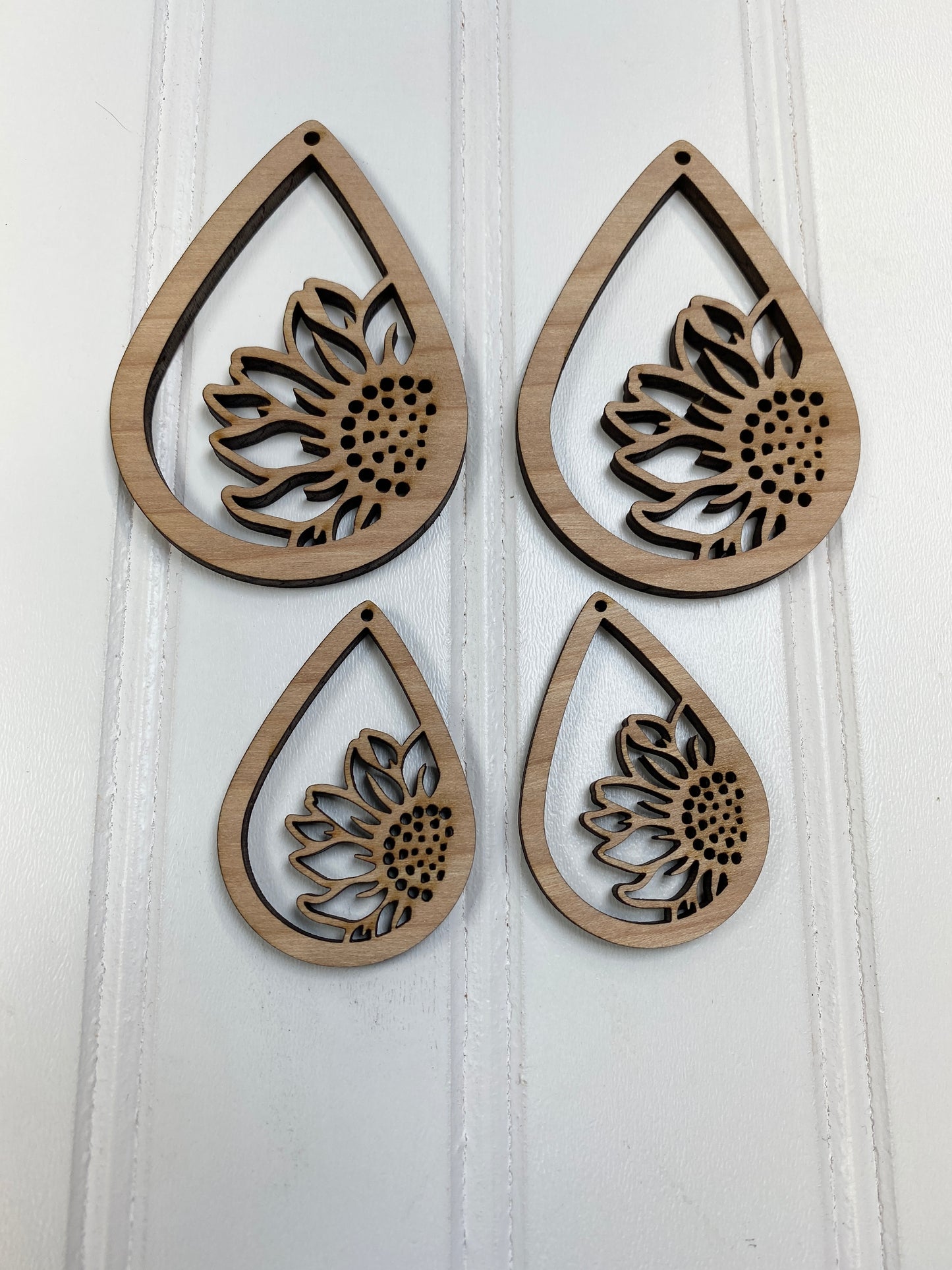 Sunflower Teardrop Earrings Laser Cut Out Blank