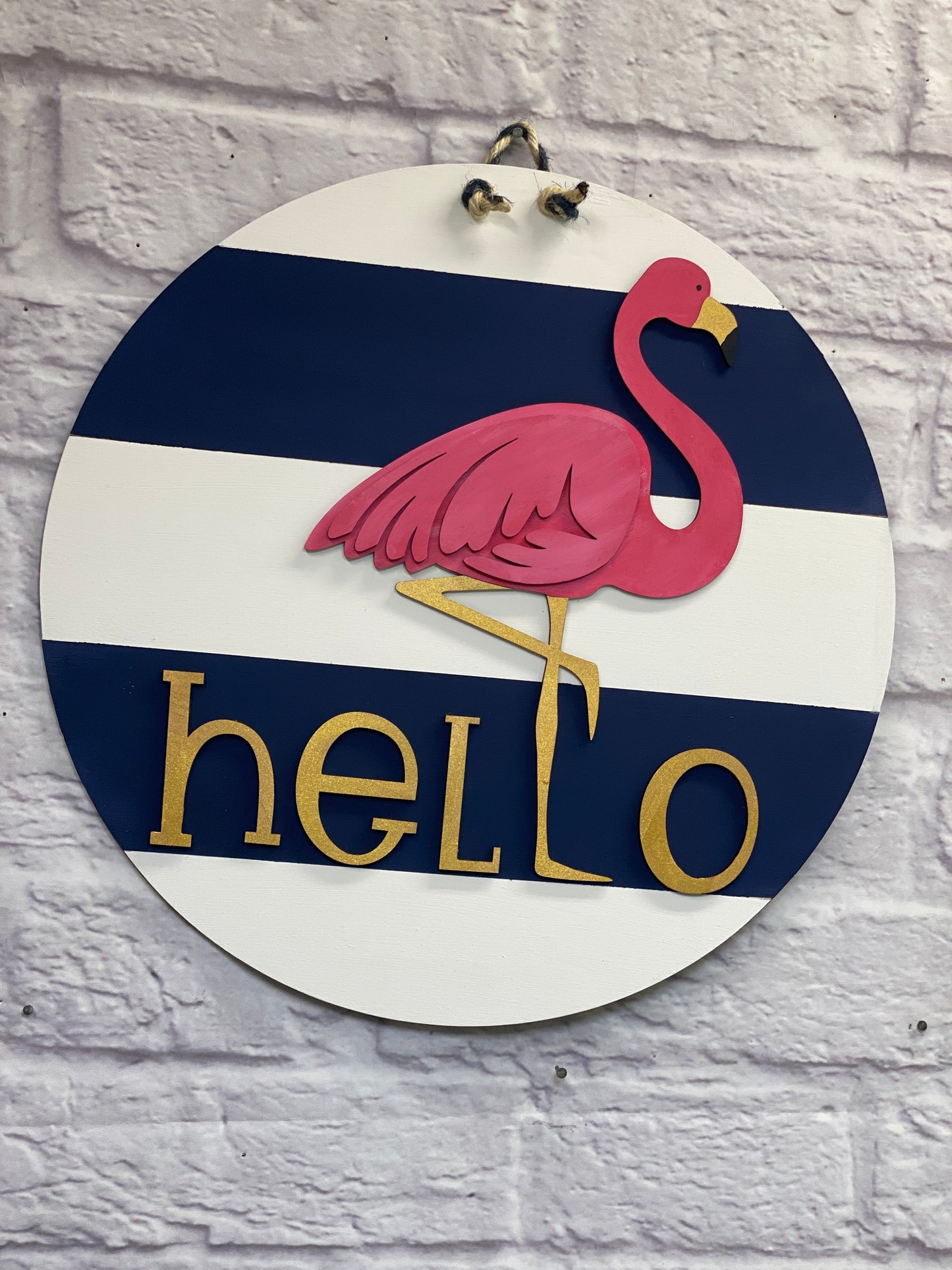 Hello Flamingo Round Layered Sign / Laser Cut Door Hanger / Blanks for DIY Project