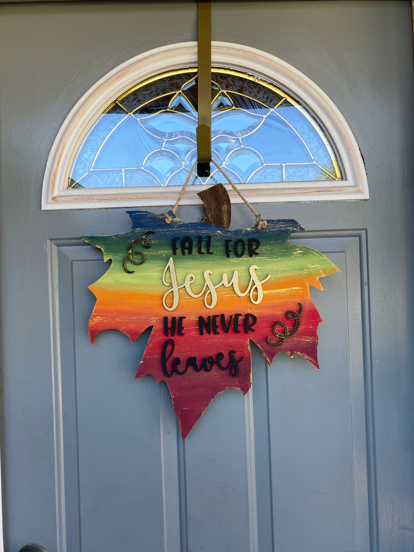 Fall Leaf / Fall for Jesus Door Hanger Laser Cut Wooden Blank