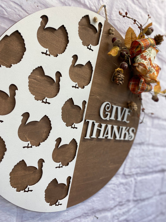 Give Thanks Turkey Theme Layered Door Hanger