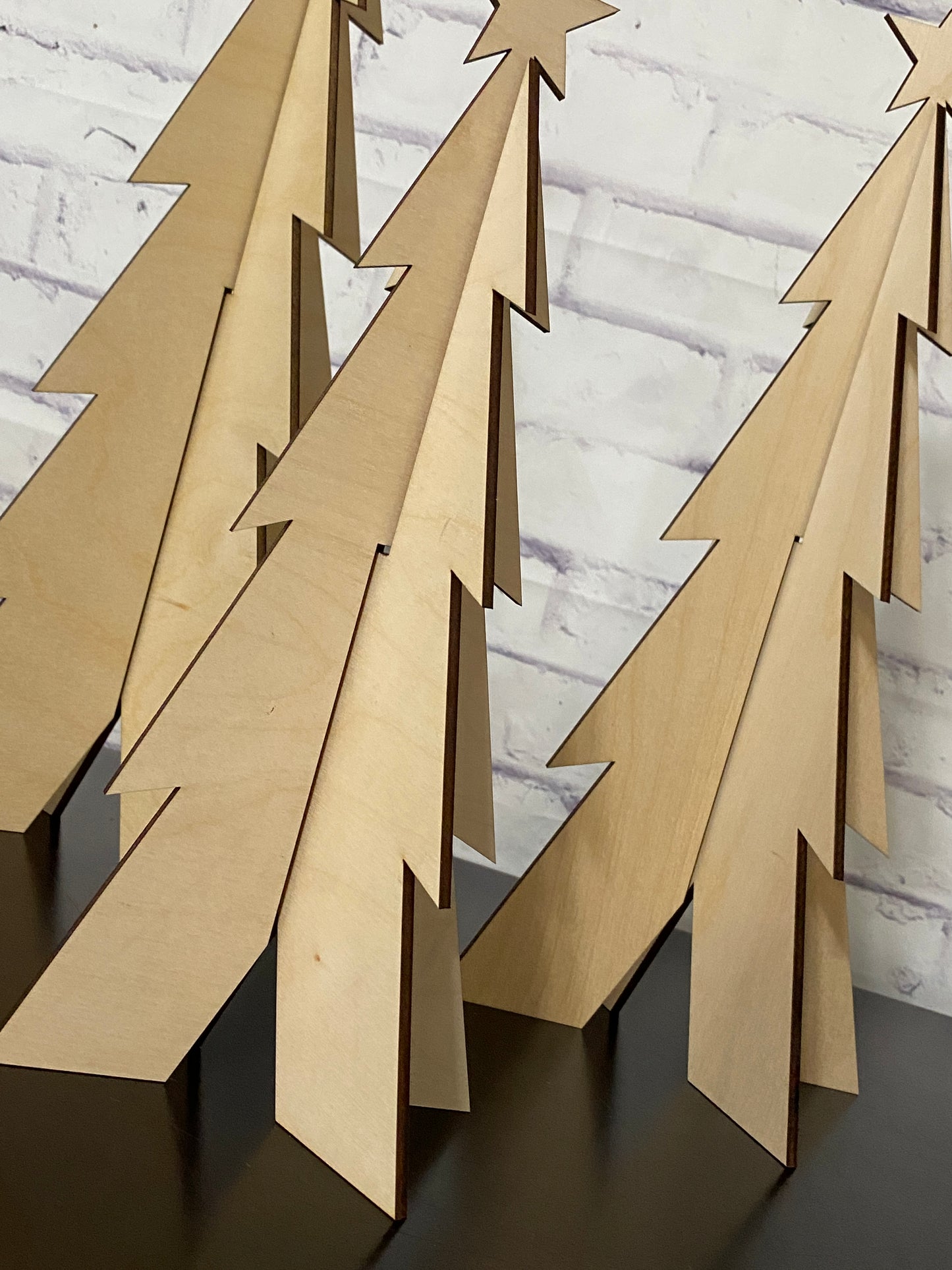 Standing 3D Trees Set of 3 Wood Blank Laser Cut Out Blank