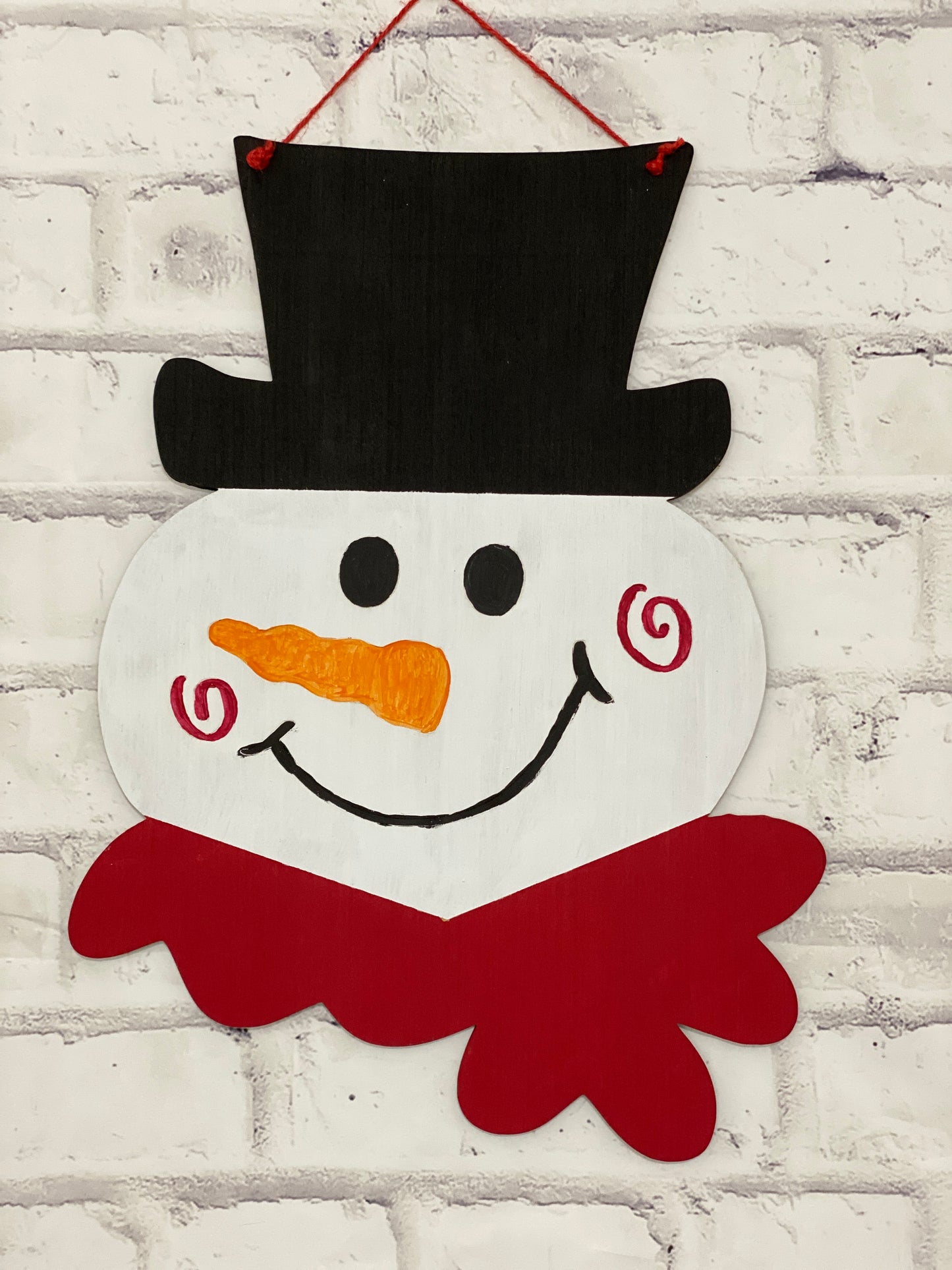 Snowman with Leopard Print Scarf Door Hanger Laser Cut Out Blank