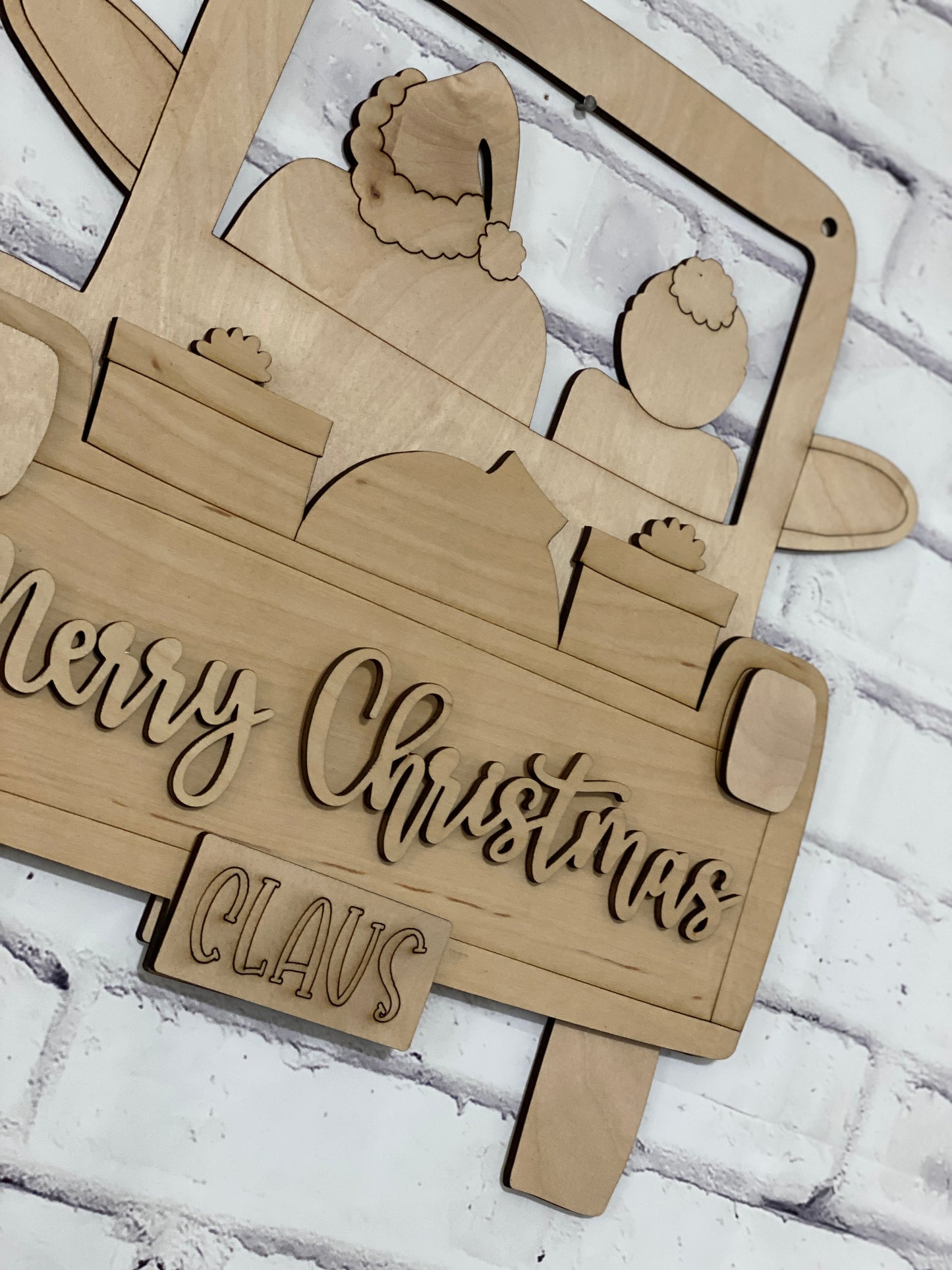 Mr and Mrs Claus Truck Door Hanger Laser Cut Out Blank
