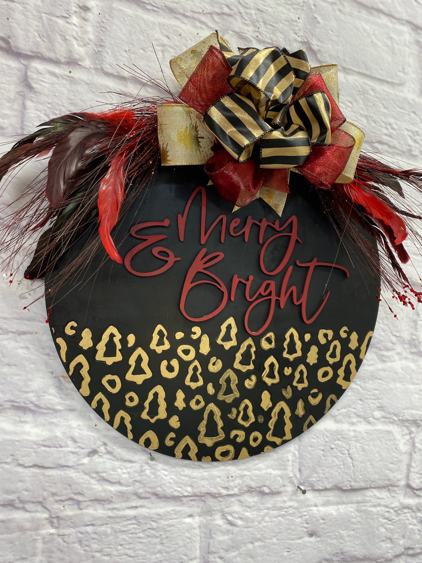 Merry & Bright Christmas Tree Door Hanger Laser Cut Blank for DIY Project