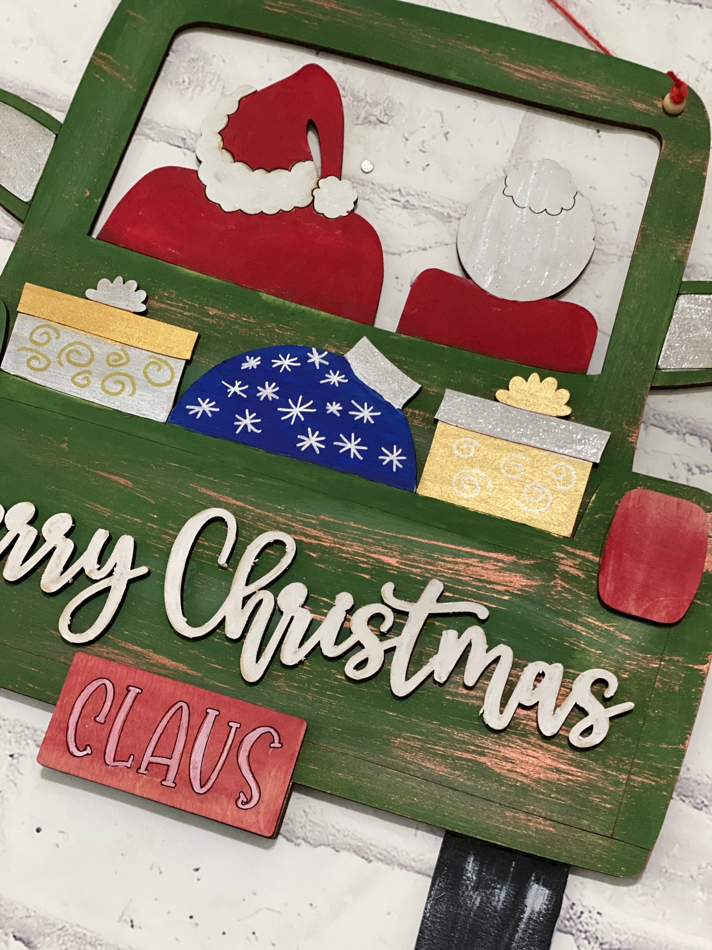 Mr and Mrs Claus Truck Door Hanger Laser Cut Out Blank