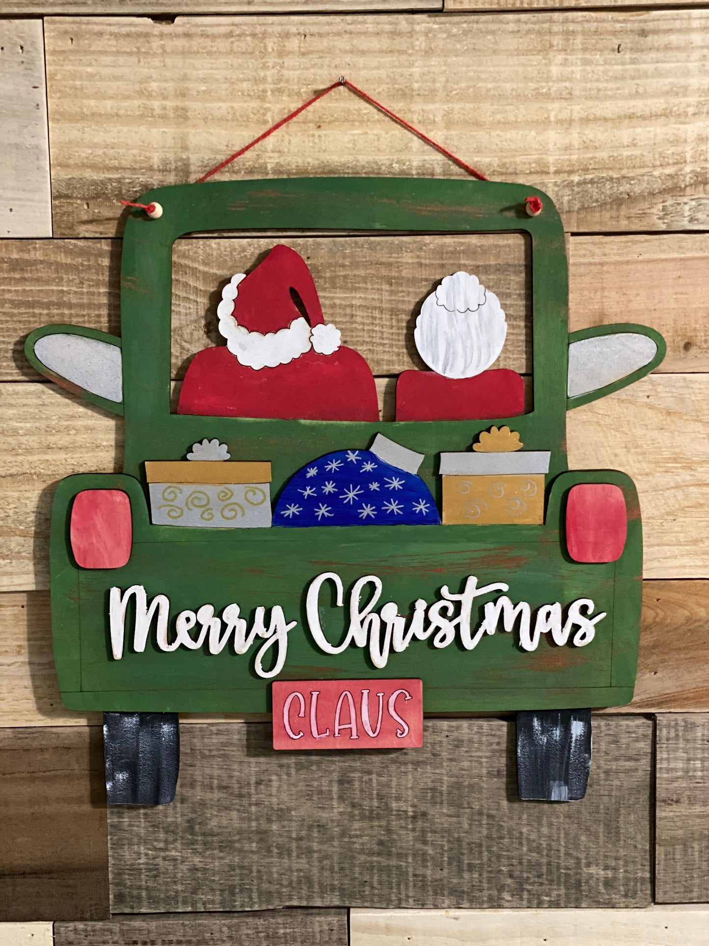 Mr and Mrs Claus Truck Door Hanger Laser Cut Out Blank