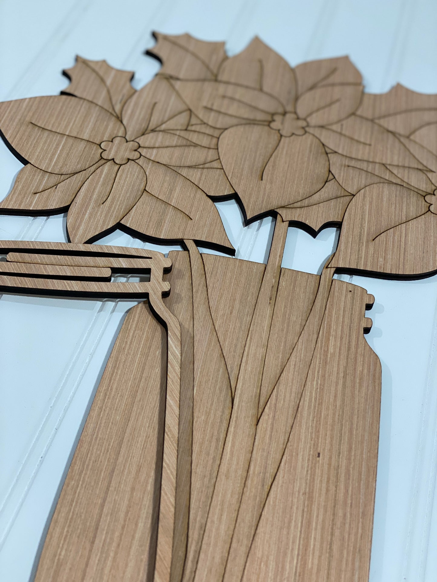 Poinsettia in Mason Jar Laser Cut Out Blank